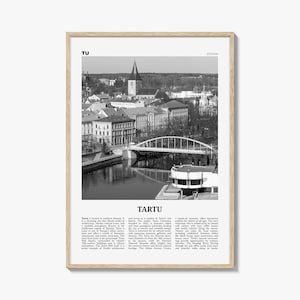 Impressão de Tartu em preto e branco, arte de parede de Tartu, pôster de Tartu, foto de Tartu, decoração de parede de Tartu, mapa de Tartu, Estônia