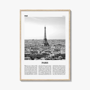Paris Poster Print Black and White, Eiffel Tower Photo, France Travel Wall Art, Île-de-France image 1