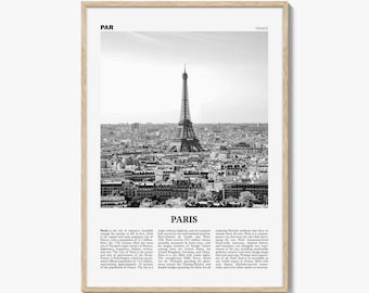 Paris Poster Print Black and White, Eiffel Tower Photo, France Travel Wall Art, Île-de-France