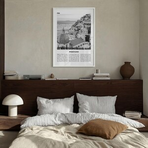 Plakat Positano w czerni i bieli, Włochy, dekoracja ścienna, Wybrzeże Amalfi zdjęcie 4