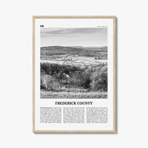 Frederick County Print Black and White, Frederick County Wall Art, Frederick Poster, Frederick Photo, Frederick Wall Décor, Frederick Map