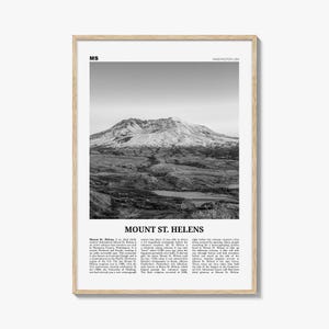 Mount St Helens Print Black and White, Mount St. Helens Wall Art, Mount St. Helens Poster, Mount St. Helens Photo, Washington, USA