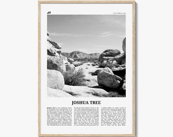 Joshua Tree Poster Print Black and White, California Travel Wall Art, Desert Landscape Decor