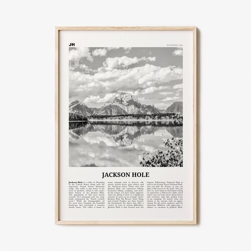 Jackson Hole Print Black and White Jackson Hole Wall Art Etsy