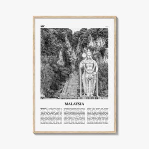 Stampa Malesia in bianco e nero, Arte da parete Malesia, Poster Malesia, Foto Malesia, Penisola, Kuala Lumpur, Putrajaya, Asia