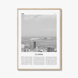 Impresión de Luanda en blanco y negro, Arte de la pared de Luanda, Cartel de Luanda, Foto de Luanda, Decoración de la pared de Luanda, Angola, São Paulo Loanda, África