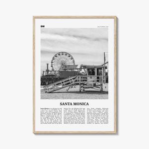 Stampa di Santa Monica in bianco e nero n. 1, Santa Monica Wall Art, Poster di Santa Monica, Santa Monica, California, USA, Stati Uniti