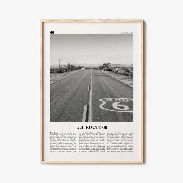 U.S. Route 66 Print Black and White, Us Route 66 Wall Art, Us Route 66 Poster, Us Route 66 Photo, Us Route 66 Wall Décor, Us Route 66 Map