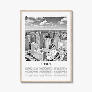 Detroit Print Black and White No 1, Detroit Wall Art, Detroit Poster, Detroit Photo, Detroit Decor, Michigan, USA, United States, America