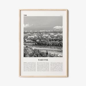 Yakutsk Print Black and White, Yakutsk Wall Art, Yakutsk Poster, Yakutsk Photo, Yakutsk Map, Yakutsk Wall Decor, Russia, Якутск