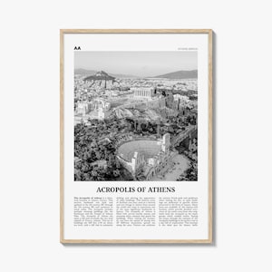 Acropolis of Athens Poster Print Black and White, Acropolis Photo, Greece Travel Wall Art, Athína Decor