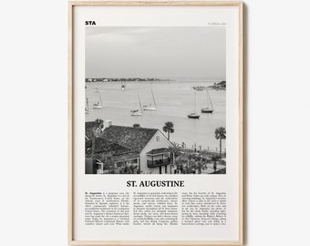 St. Augustine Print Black and White No 1, St Augustine Wall Art, St Augustine Poster, Saint Augustine, Florida, USA, United States