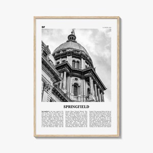 Springfield Print Black and White Illinois, Springfield Wall Art, Springfield Poster, Springfield Photo, Springfield Map, United States