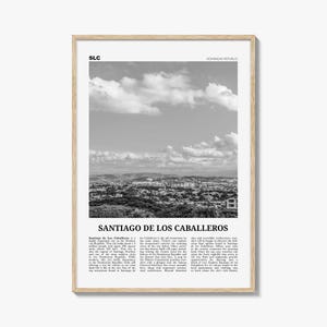 Santiago de los Caballeros Poster Schwarzweiß, Santiago de los Caballeros Wandkunst, Santiago de los Caballeros Poster, Dominikanische Republik