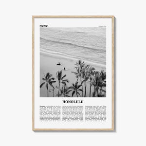 Honolulu Print Black and White No 1, Honolulu Wall Art, Honolulu Poster, Honolulu Photo, Honolulu Wall Decor, Hawaii, O&#39;ahu, Oahu