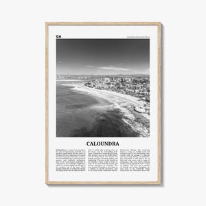Caloundra Print Black and White, Caloundra Wall Art, Caloundra Poster, Caloundra Photo, Caloundra Wall Décor, Caloundra Map, Australia
