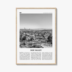 Noe Valley print zwart-wit, Noe Valley kunst aan de muur, Noe Valley poster, Noe Valley foto, Noe Valley decor, Noe Valley kaart, Californië