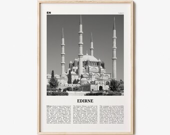 Edirne Print Black and White, Edirne Wall Art, Edirne Poster, Edirne Photo, Edirne Wall Décor, Edirne Map, Turkey