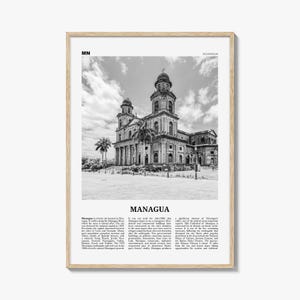 Managua Print Black and White, Managua Wall Art, Managua Poster, Managua Photo, Managua Wall Décor, Nicaragua