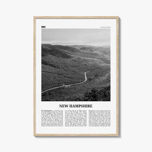 New Hampshire Print Black and White No 2, New Hampshire Art, New Hampshire Poster, New Hampshire Photo, New Hampshire Map