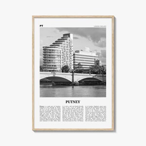 Putney Poster Print Black and White, Putney Bridge Photo, England Travel Wall Art, London