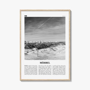 Meribel Print Schwarzweiß, Méribel Wandkunst, Méribel Poster, Méribel Foto, Méribel Wanddekor, Méribel Karte, Frankreich