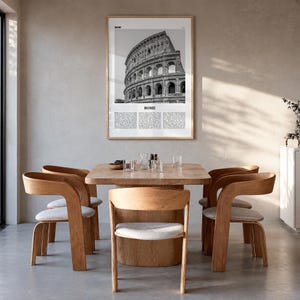 Rome Poster, Black and White Photo Print, Travel Newspaper Wall Art, Home Decor Premium Natural Wood Frame