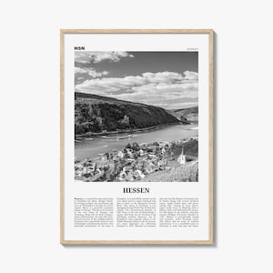 Hessen Print Black and White, Hessen Wall Art, Hessen Poster, Hessen Photo, Hessen Wall Décor, Hessen Map, Germany