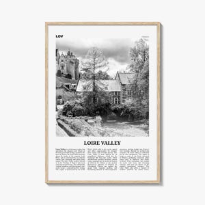Loire-vallei afdrukken zwart-wit, Loire-vallei kunst aan de muur, poster Loire-vallei, Loire-vallei foto, Loire-vallei wanddecoratie, poster Loire-vallei, Loire-vallei wanddecoratie, kaart Loire-vallei