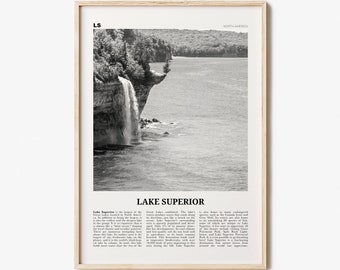 Lake Superior Print Black and White, Lake Superior Wall Art, Lake Superior Poster, Lake Superior Photo, USA, United States, Canada