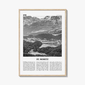 St Moritz Print Black and White, St Moritz Wall Art, St Moritz Poster, St Moritz Photo, Sankt Moritz Poster Print, Switzerland, Swiss, Alps