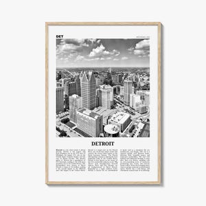 Impresión en blanco y negro n.° 1 de Detroit, arte mural de Detroit, póster de Detroit, foto de Detroit, decoración de Detroit, Míchigan, EE. UU., Estados Unidos, América