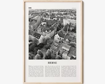 Herne Print Black and White, Herne Wall Art, Herne Poster, Herne Photo, Herne Wall Décor, Herne Map, Germany