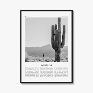 Arizona Poster, Black and White Photo Print, Travel Newspaper Wall Art, Home Decor image 1