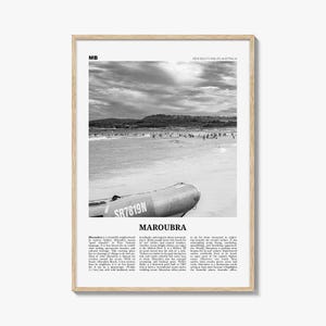 Maroubra Print Black and White, Maroubra Wall Art, Maroubra Poster, Maroubra Photo, Maroubra Map, Maroubra Decor, New South Wales, Australia