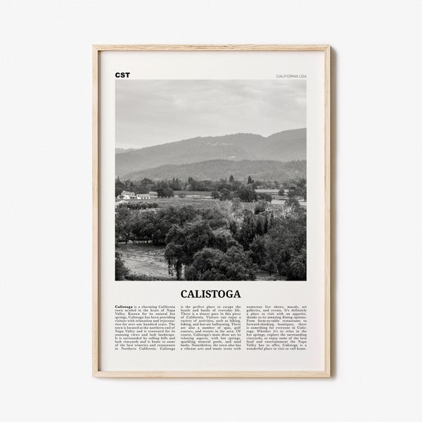 Calistoga Print Black and White, Calistoga Wall Art, Calistoga Poster, Calistoga Photo, Calistoga Wall Décor, Calistoga Map, California, USA