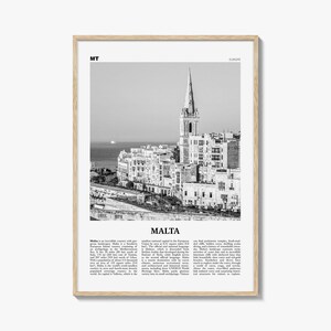 Malta Druck schwarz weiß, Malta Wandkunst, Poster Malta, Malta Foto, Malta Wanddekor, Valletta, Birkirkara, Europa