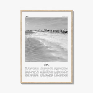 30A Print Black and White, 30A Wall Art, 30A Poster, 30A Photo, 30A Wall Décor, 30A Map, Florida, USA