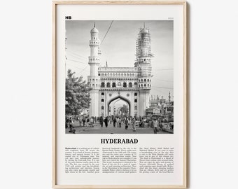 Hyderabad Print Black and White, Hyderabad Wall Art, Hyderabad Poster, Hyderabad Photo, Hyderabad Map, India