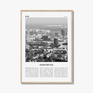 Dortmund Poster Print Black and White, Germany Travel Wall Art, Ruhr Skyline Art