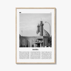 Basra Print Black and White, Basra Wall Art, Basra Poster, Basra Photo, Basra Map, Basra Wall Decor, Iraq, al-Baṣrah, Shatt al-Arab