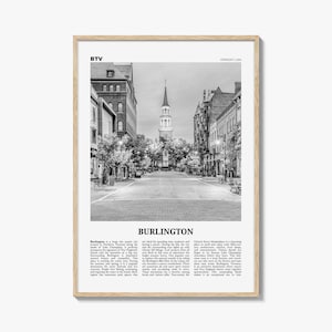 Burlington Print Black and White Vermont, Burlington Wall Art, Burlington Poster, Burlington Photo, Burlington Décor, USA, United States