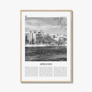 Appleton Print schwarz weiß, Appleton Wandkunst, Appleton Poster, Appleton Foto, Appleton Wanddekor, Appleton Karte, Wisconsin, USA