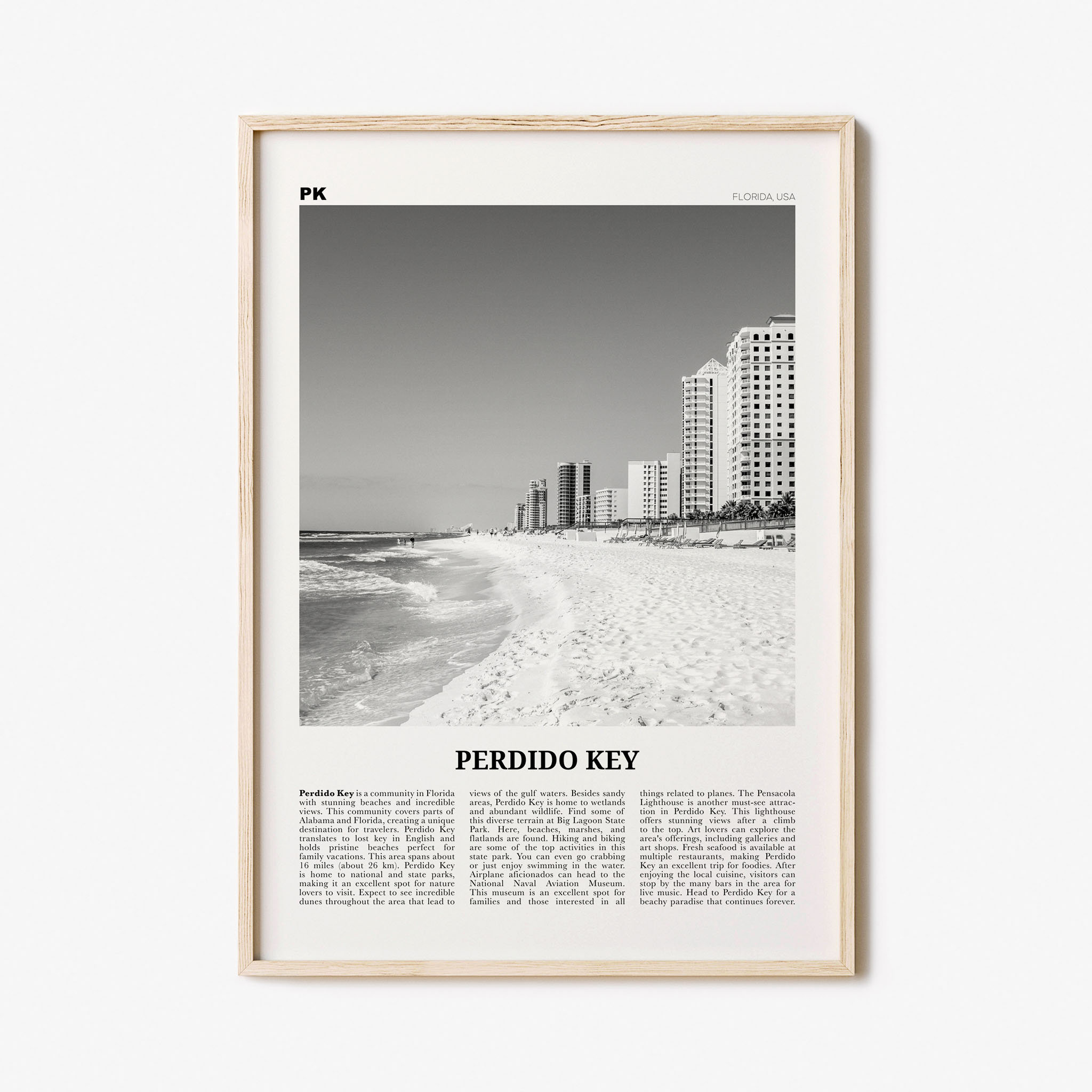 Perdido Key Print Black and White, Perdido Key Wall Art, Perdido Key
