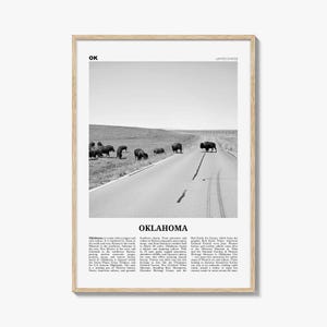 Oklahoma Print Black and White No 3, Oklahoma Wall Art, Oklahoma Poster, Oklahoma Photo, Oklahoma Wall Décor, Oklahoma Map, United States
