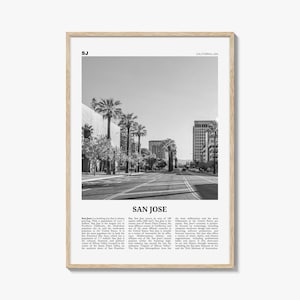 San Jose print zwart-wit Californië nr. 1, San Jose muurkunst, San Jose poster, San Jose Photo, Californië, Verenigde Staten