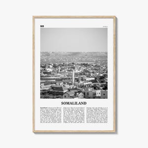 Somaliland Print Black and White, Somaliland Wall Art, Somaliland Poster, Somaliland Photo, Somaliland Wall Decor, Country Art Print