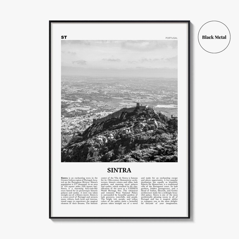 Impressão de pôster de Sintra em preto e branco, foto do Castelo dos Mouros, arte de parede de Portugal imagem 9
