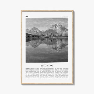 Wyoming Print Black and White No 2, Wyoming Wall Art, Wyoming Poster, Wyoming Photo, Wyoming Wall Décor, Wyoming Map, United States