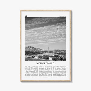 Mount Diablo Print Black and White, Mount Diablo Wall Art, Mount Diablo Poster, Mount Diablo Photo, Mount Diablo Décor, California, USA